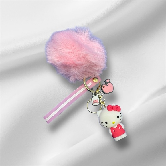Kitty Pink Puff Keychain - Picture 1 of 1